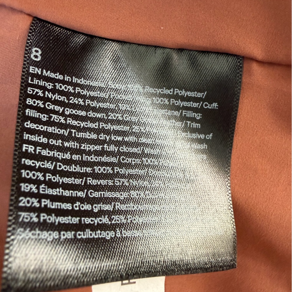 Lululemon Women’s Wunder Puff 600-Down-Fill Hooded Jacket - Brown - size 8 - Picture 5 of 7